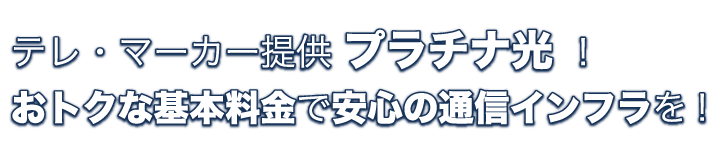 株式会社タスクソリューション提供 プラチナ光 ！おトクな基本料金で安心の通信インフラを！